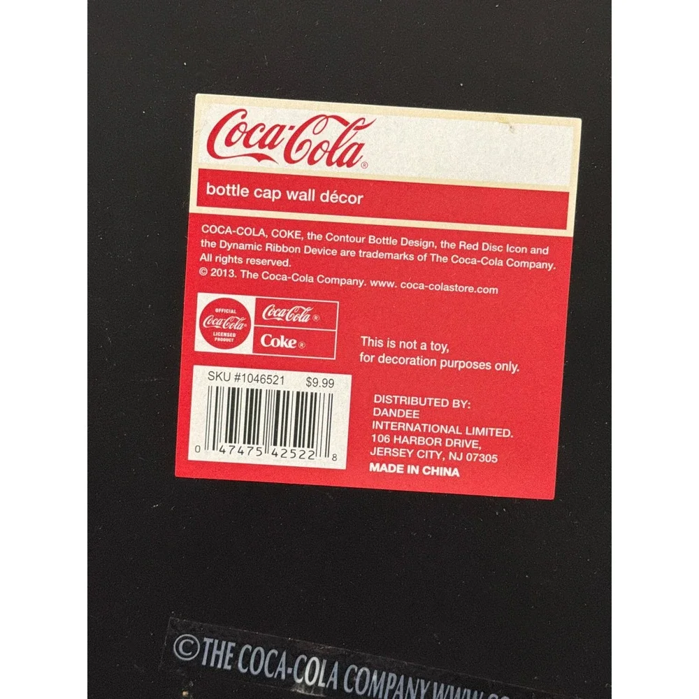 Coca-Cola Collectible Set Metal Bottle Cap Sign Vintage Tea Towel and Magnet